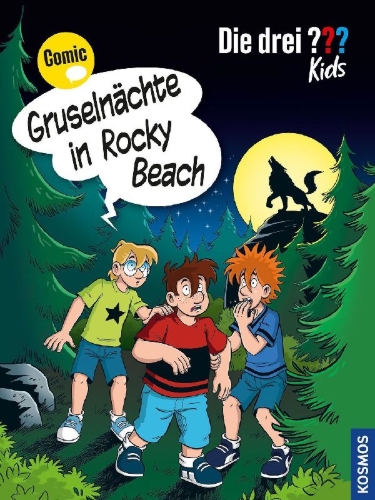 Buchcover und Innenansicht für das Buch: Die drei ??? Kids Gruselnächte in Rocky Beach