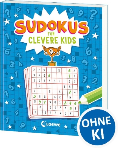 Buchcover und Innenansicht für das Buch: Sudokus für clevere Kids 9+ [blau]