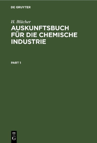 Buchcover und Innenansicht für das Buch: Auskunftsbuch für die Chemische Industrie