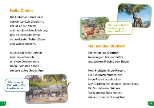 Buchcover und Innenansicht für das Buch: WAS IST WAS Erstes Lesen easy! Tiere in Afrika