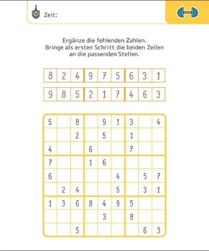 Buchcover und Innenansicht für das Buch: Sudokus für clevere Kids 9+ [blau]