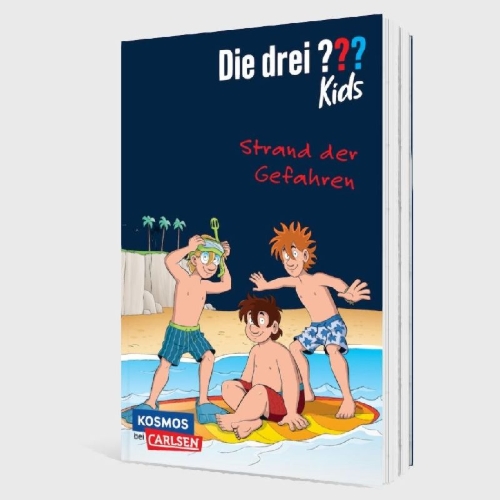 Buchcover und Innenansicht für das Buch: Die drei ??? Kids: Strand der Gefahren - Dreifachband
