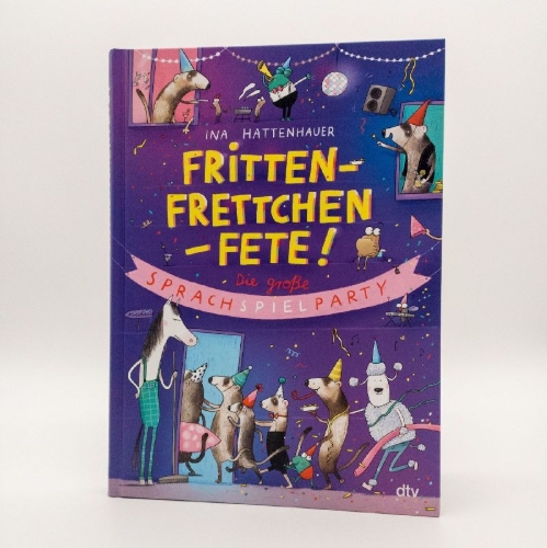 Buchcover und Innenansicht für das Buch: Frittenfrettchenfete - Die große Sprachspielparty