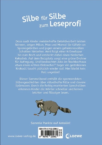 Buchcover und Innenansicht für das Buch: Die besten Silbengeschichten zum Lesenlernen - Detektive und Geheimnisse