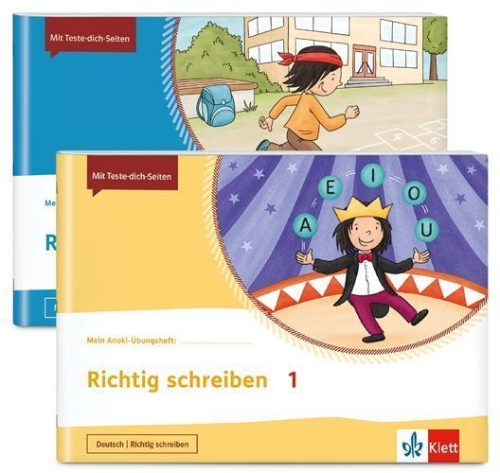 Buchcover und Innenansicht für das Buch: Mein Anoki-Übungsheft - Paket Richtig schreiben / Richtig rechnen 1
