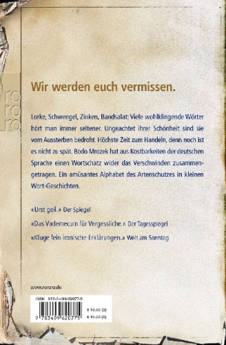 Buchcover und Innenansicht für das Buch: Lexikon der bedrohten Wörter