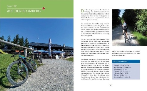 Buchcover und Innenansicht für das Buch: Die schönsten (E-)Mountainbike-Touren in den Bayerischen Alpen