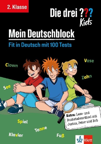 Buchcover und Innenansicht für das Buch: Die drei ??? Kids: Mein Deutschblock 2. Klasse