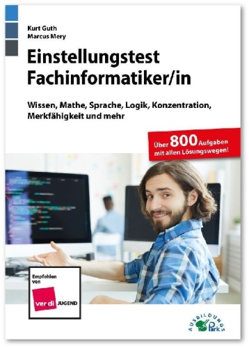Buchcover und Innenansicht für das Buch: Einstellungstest Fachinformatiker
