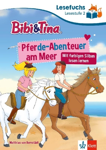 Buchcover und Innenansicht für das Buch: Lesefuchs Bibi & Tina: Pferde-Abenteuer am Meer Lesestufe 2