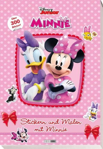 Buchcover und Innenansicht für das Buch: Disney Minnie: Stickern und Malen mit Minnie
