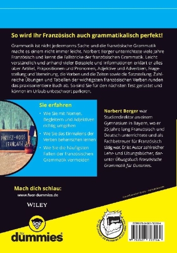 Buchcover und Innenansicht für das Buch: Französische Grammatik für Dummies