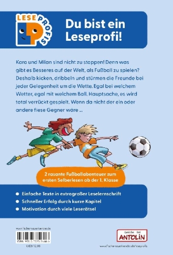 Buchcover und Innenansicht für das Buch: Leseprofis - Voll im Fußballfieber!, 1. Klasse (Doppelband)
