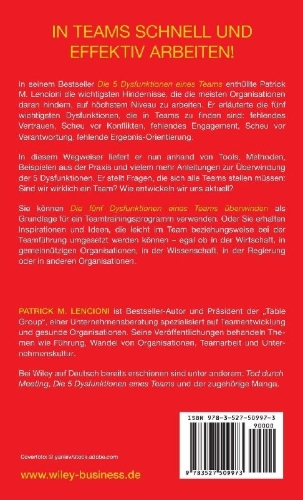 Buchcover und Innenansicht für das Buch: Die 5 Dysfunktionen eines Teams überwinden