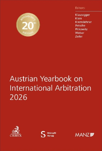Buchcover und Innenansicht für das Buch: Austrian Yearbook on International Arbitration 2026