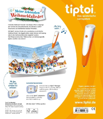 Buchcover und Innenansicht für das Buch: tiptoi® Meine schönsten Weihnachtslieder