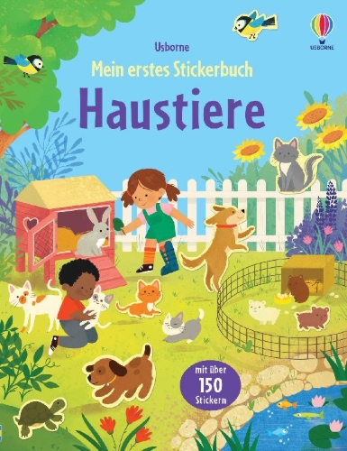Buchcover und Innenansicht für das Buch: Mein erstes Stickerbuch: Haustiere