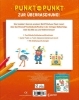 Buchcover und Innenansicht für das Buch: Punkt-zu-Punkt-Ausmalbuch (orange)