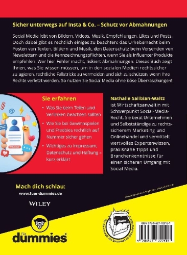 Buchcover und Innenansicht für das Buch: Social Media Recht für Dummies