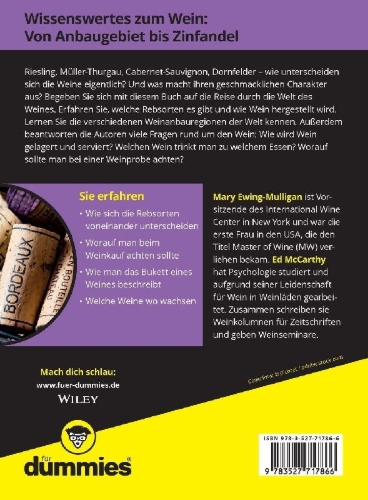 Buchcover und Innenansicht für das Buch: Wein für Dummies