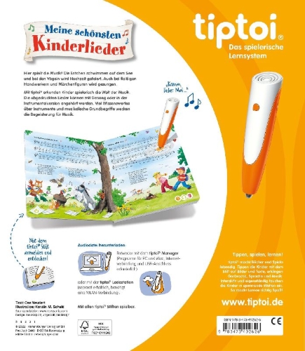 Buchcover und Innenansicht für das Buch: tiptoi® Meine schönsten Kinderlieder