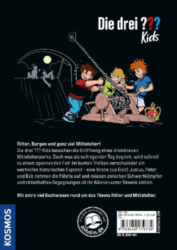 Buchcover und Innenansicht für das Buch: Die drei ??? Kids Raub auf der Ritterburg