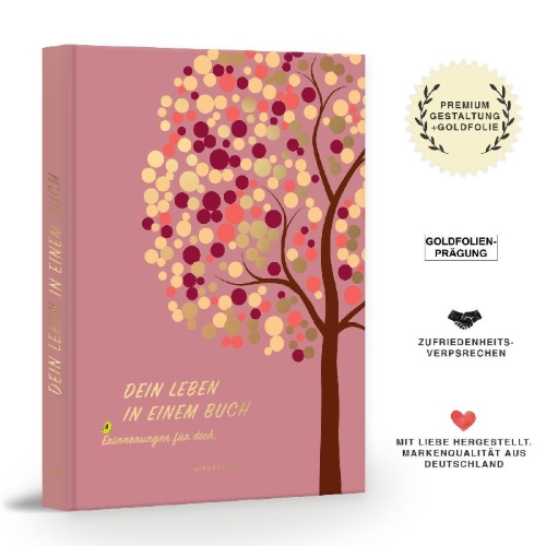 Buchcover und Innenansicht für das Buch: DEIN LEBEN IN EINEM BUCH (rosé)