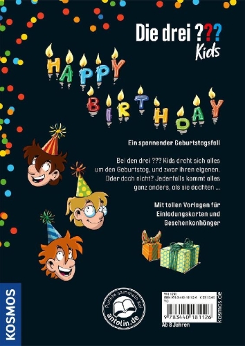 Buchcover und Innenansicht für das Buch: Die drei ??? Kids, Dein Geburtstag