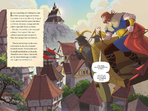 Buchcover und Innenansicht für das Buch: Usborne Graphic Novels: Thor - Die Abenteuer des Donnergottes