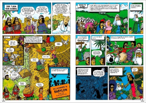 Buchcover und Innenansicht für das Buch: The Lion Kids Bible Comic