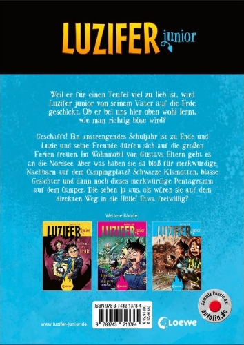 Buchcover und Innenansicht für das Buch: Luzifer junior (Band 11) - Campingtrip nach Hölland