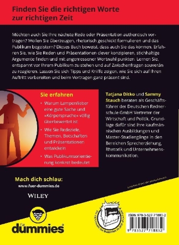 Buchcover und Innenansicht für das Buch: Rhetorik und Redekunst für Dummies