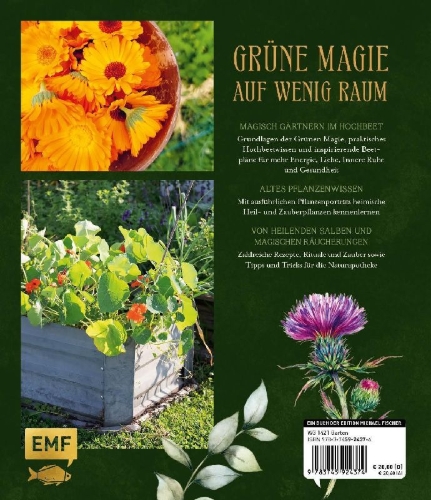 Buchcover und Innenansicht für das Buch: Die Magie der Natur: Hexenkräuter im Hochbeet