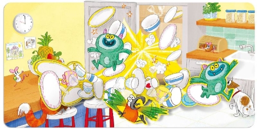 Buchcover und Innenansicht für das Buch: Mein verrücktes Pop-up-Klappenbuch: Monster-Chaos!