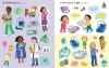 Buchcover und Innenansicht für das Buch: Mein erstes Stickerbuch: Wir bekommen ein Geschwisterchen,  Ein Tag in der Schule, Alle meine Freunde