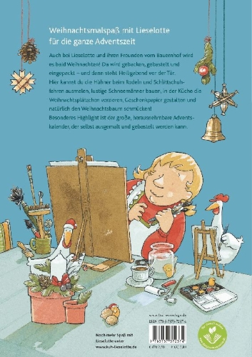 Buchcover und Innenansicht für das Buch: Mein Lieselotte Weihnachts-Malbuch