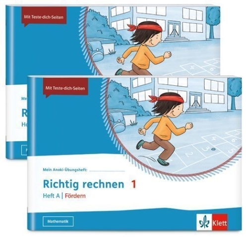 Buchcover und Innenansicht für das Buch: Mein Anoki-Übungsheft -Paket Richtig rechnen 1. Fördern