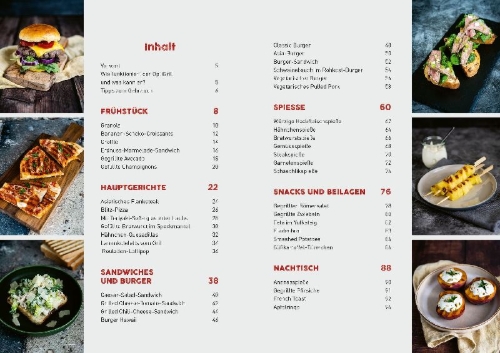 Buchcover und Innenansicht für das Buch: Rezepte für den Optigrill