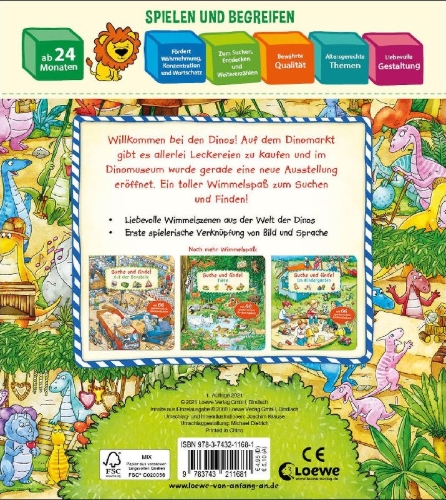 Buchcover und Innenansicht für das Buch: Suche und finde! - Dinos