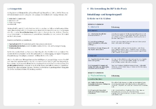 Buchcover und Innenansicht für das Buch: Das individuelle Entwicklungs- und Kompetenzprofil (EKP) für Kinder von 6-12 Jahren. Manual