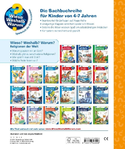 Buchcover und Innenansicht für das Buch: Wieso? Weshalb? Warum?, Band 23: Religionen der Welt