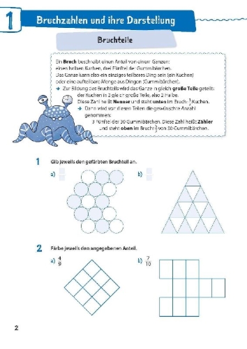 Buchcover und Innenansicht für das Buch: Mathe in 15 Min - Brüche 5./6. Klasse
