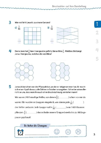 Buchcover und Innenansicht für das Buch: Mathe in 15 Min - Brüche 5./6. Klasse