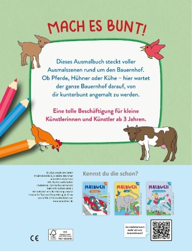 Buchcover und Innenansicht für das Buch: Malbuch Bauernhof