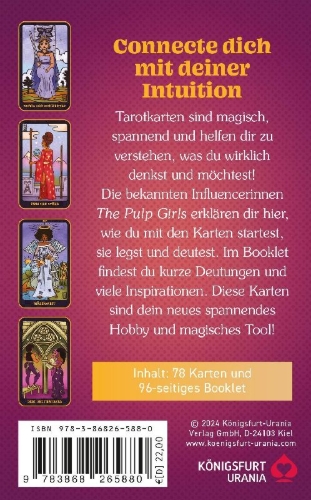 Buchcover und Innenansicht für das Buch: The Pulp Girls Tarot - Connecte dich mit deiner Intuition