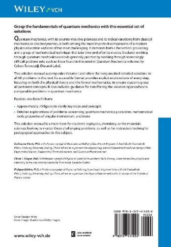Buchcover und Innenansicht für das Buch: Solution Manual to Accompany Volume I of Quantum Mechanics by Cohen-Tannoudji, D iu and Laloë