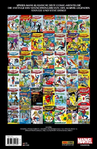 Buchcover und Innenansicht für das Buch: Amazing Fantasy (1962) 15; Amazing Spider-Man (1963) 1-38; Annual (1964) 1-2; Strange Tales Annual (1962) 2; Fantastic Four Annual (1963) 1