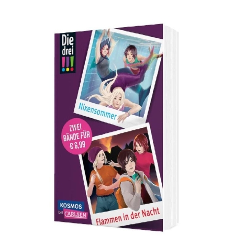 Buchcover und Innenansicht für das Buch: Die drei !!!: Doppelband - Enthält die Bände: Nixensommer / Flammen in der Nacht