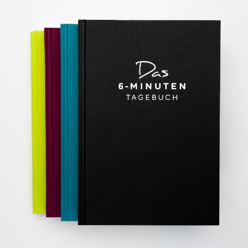 Buchcover und Innenansicht für das Buch: Das 6-Minuten-Tagebuch (schwarz)
