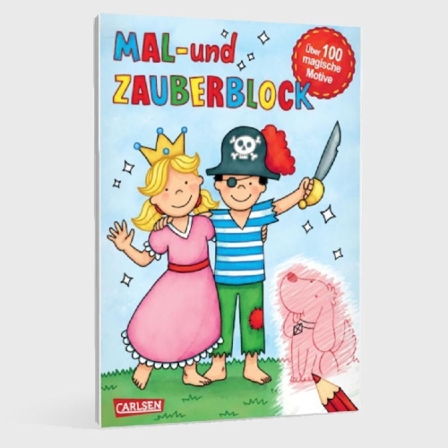 Buchcover und Innenansicht für das Buch: Mal- und Zauberblock: Malblock mit über 100 magischen Motiven